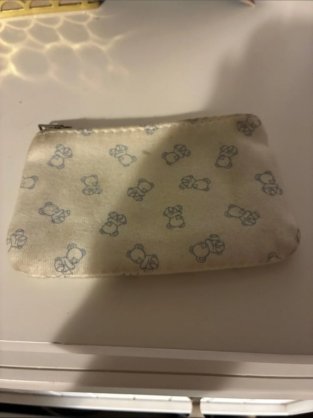 Brandy Melville Wallet Kids Beige Teddy Print Zipper Pouch